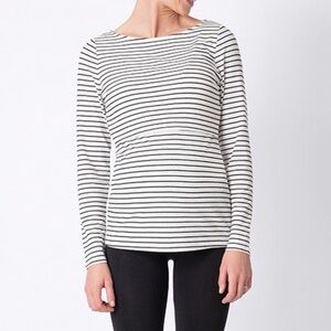 Seraphine Maternity Nursing Top Medium Black White Stripe Lift Panel